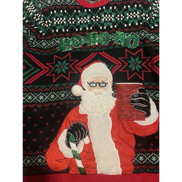 Ugly Christmas Sweater Santa Claus Red Party Cup Pocket Holiday Fun Size Large - Picture 11 of 16